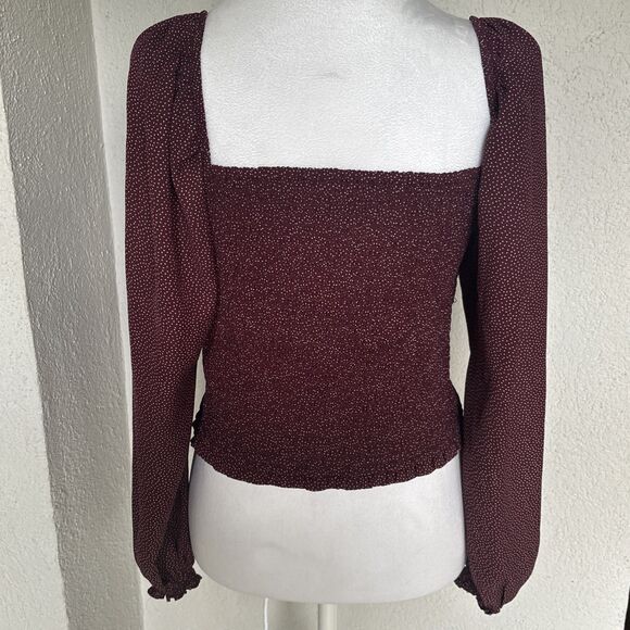 Abercrombie & Fitch Blouse Size Small Polka dots Smocked Puff Sleeve Size Medium - Picture 2 of 7